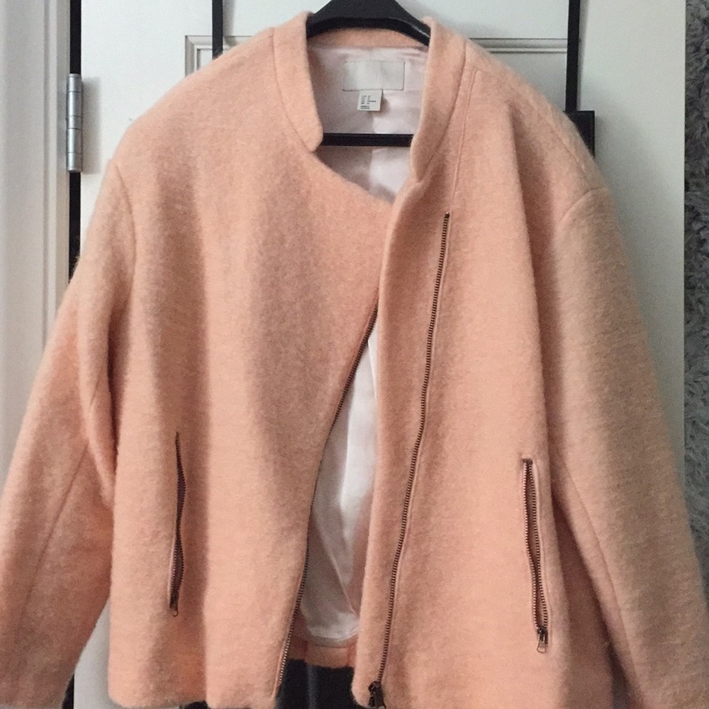H&M pink moto jacket size 12